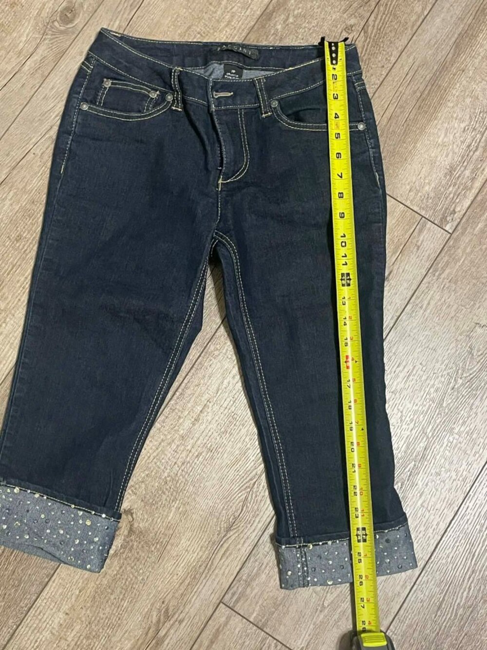 Women’s Capri/Bermuda Jeans, Baccini Denim with Rhinestone Accents, Size 2P